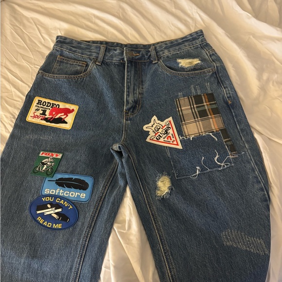 Guess Market; Vintage UnisexBlue Jeans with Patches. Like New.